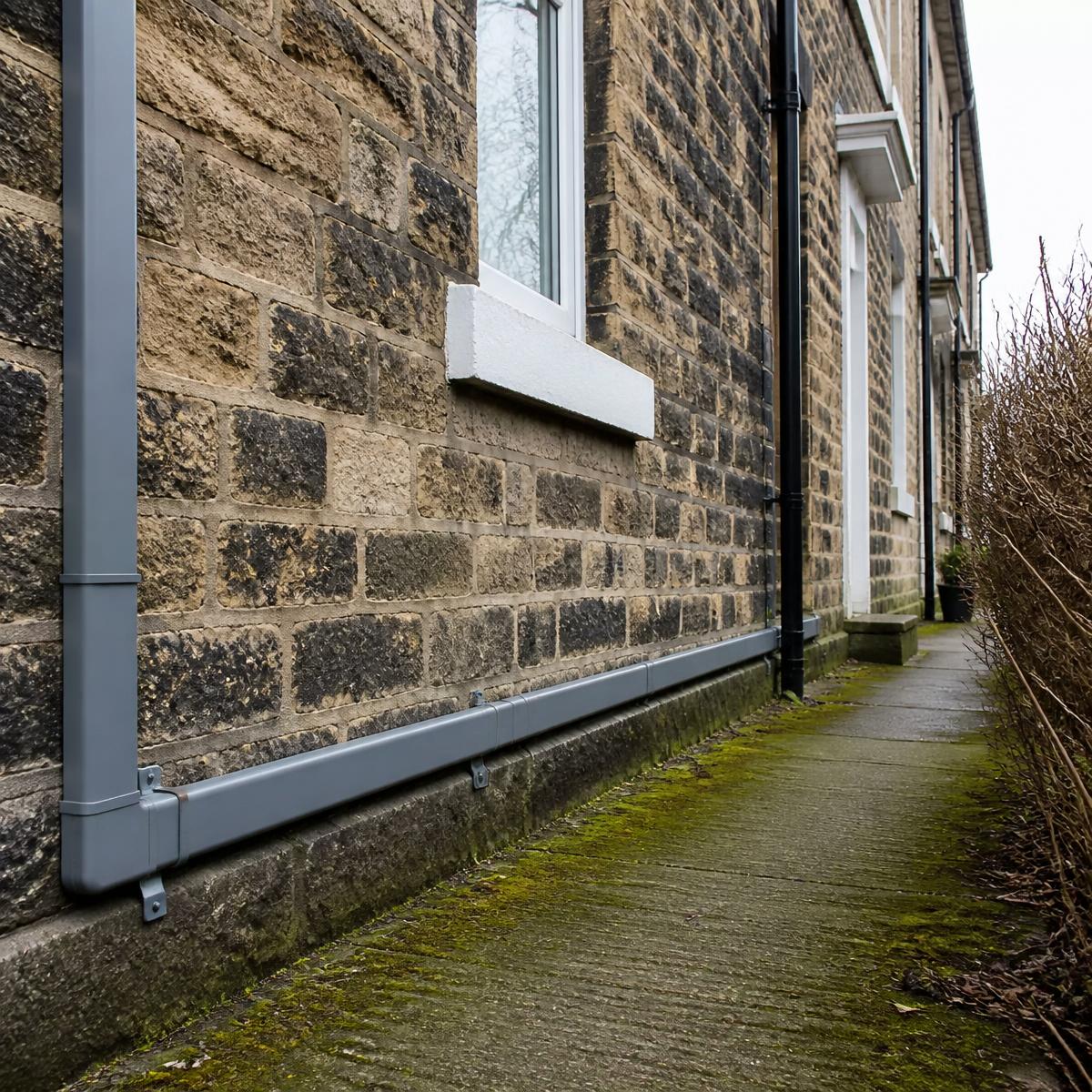 Neat grey trunking clipped along the outside wall of a Victorian terrace